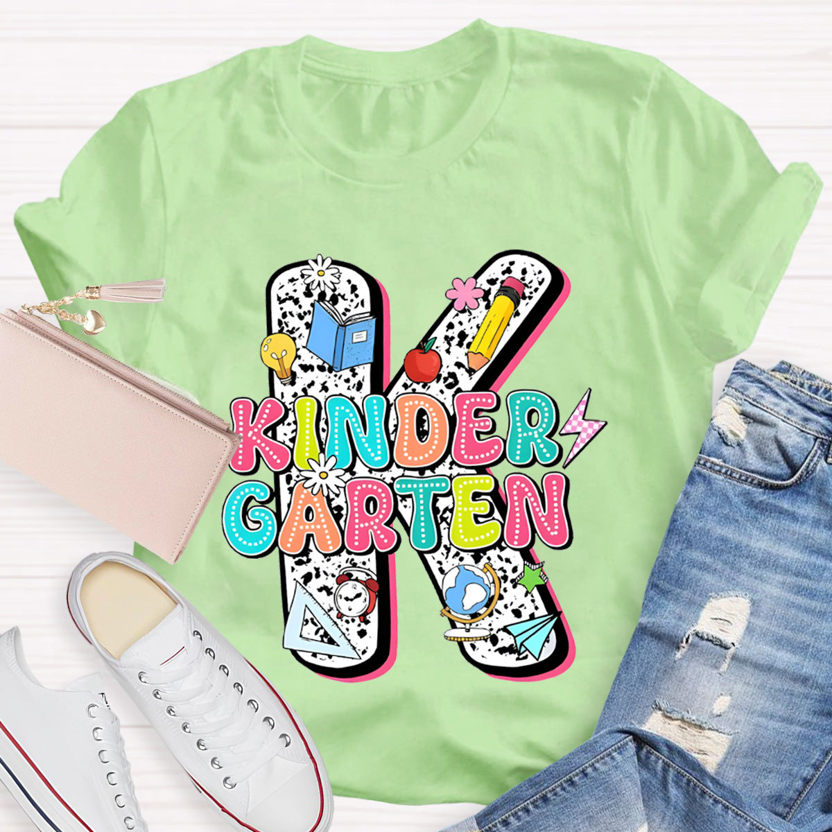 Personalized Grade Kindergarten Letter Teacher T-Shirt