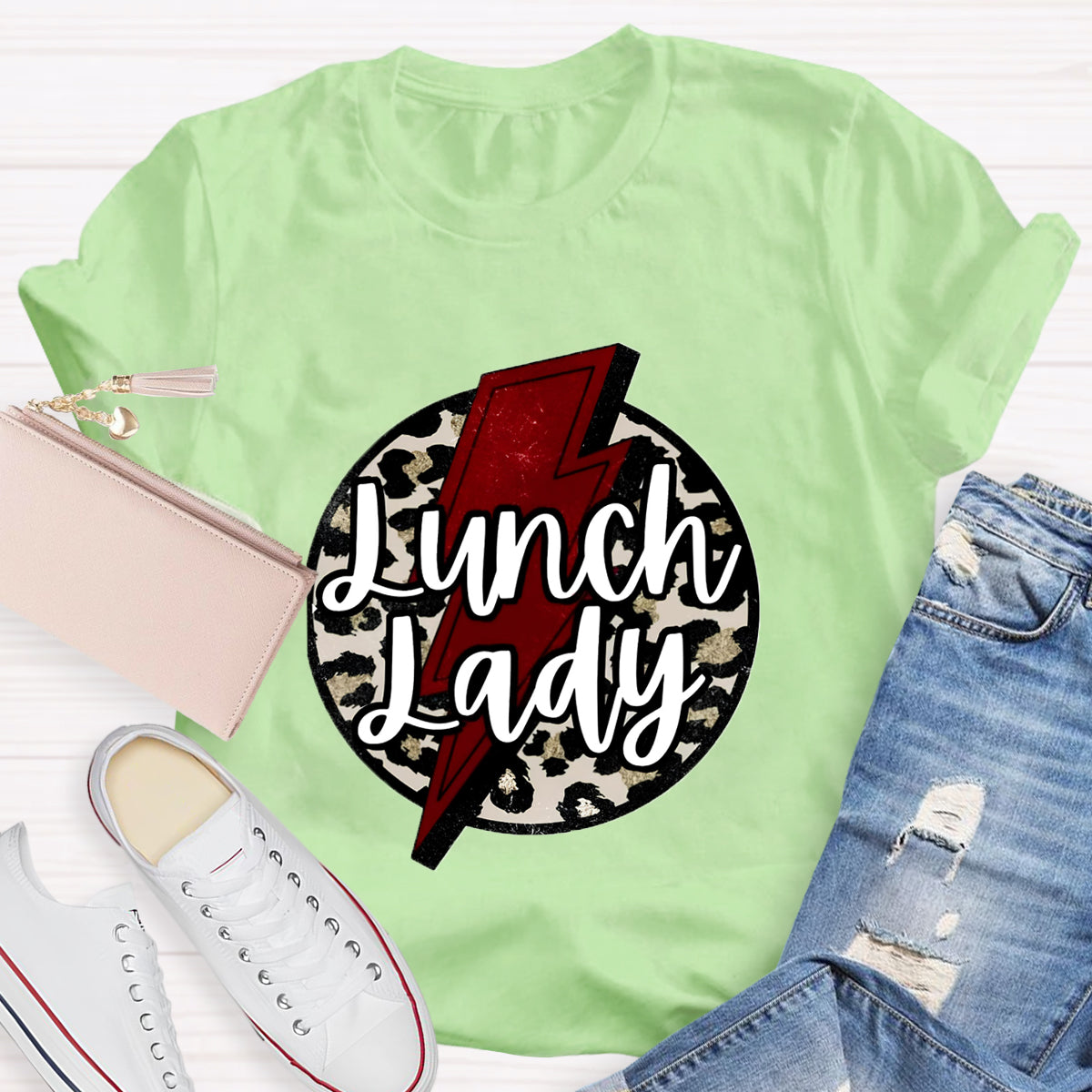 Leopard Printed Lunch lady T-Shirt