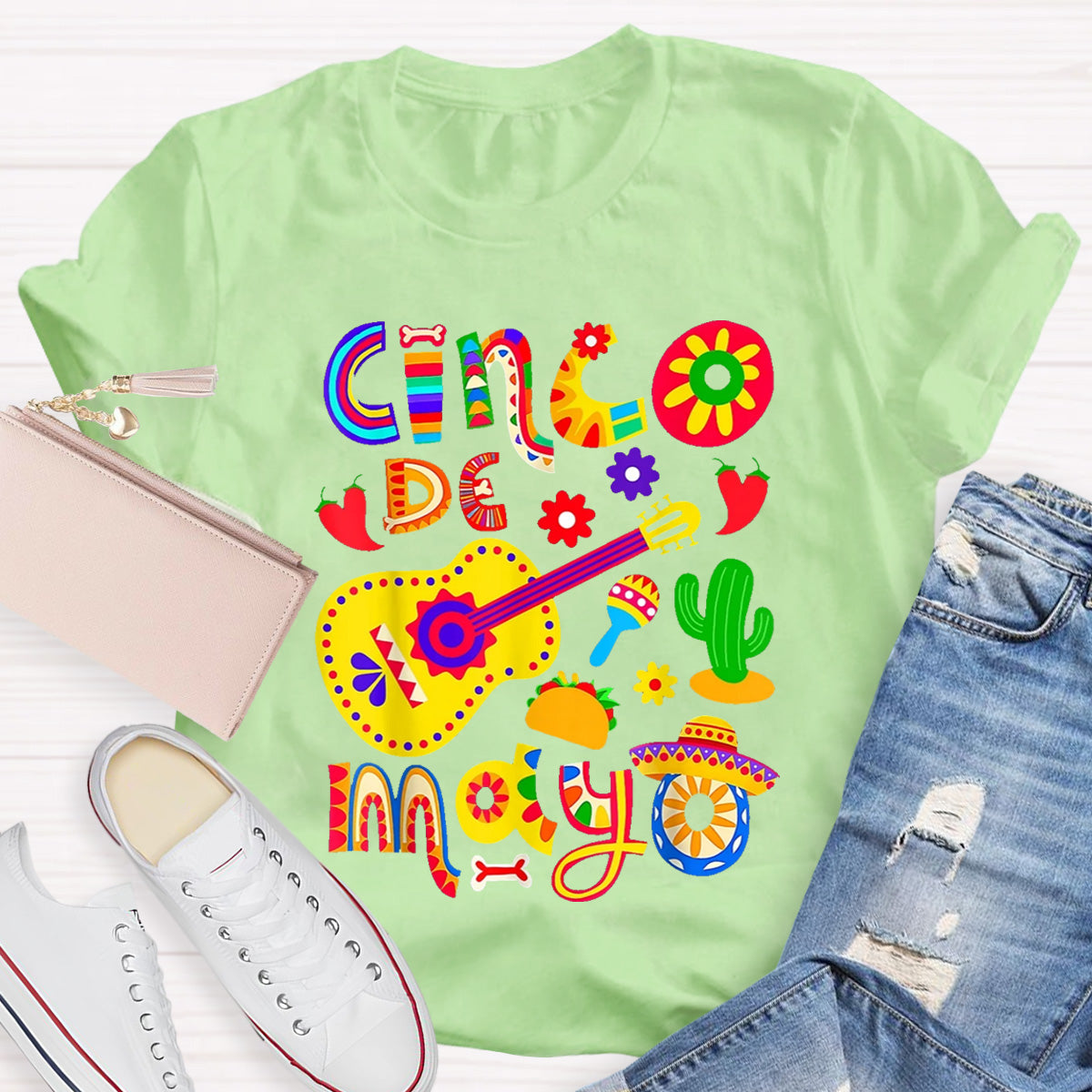 Cinco De Mayo Flower Teacher T-Shirt