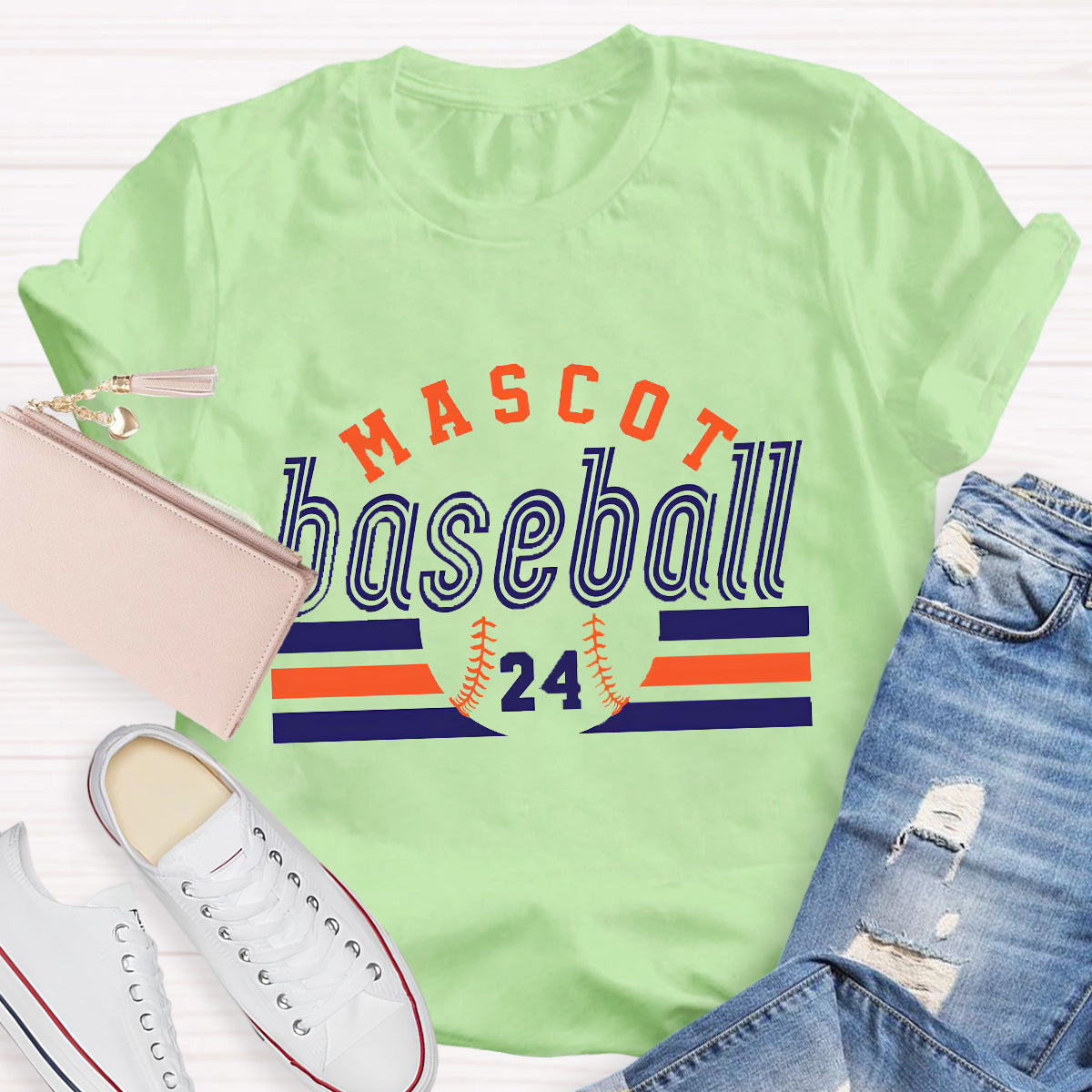 Personalized Mascot And Number Baseball Game T-Shirt