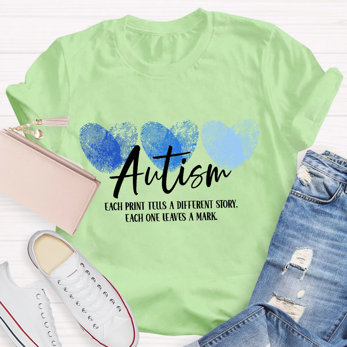 Autism Each One Leaves A Mark Teacher T-Shirt