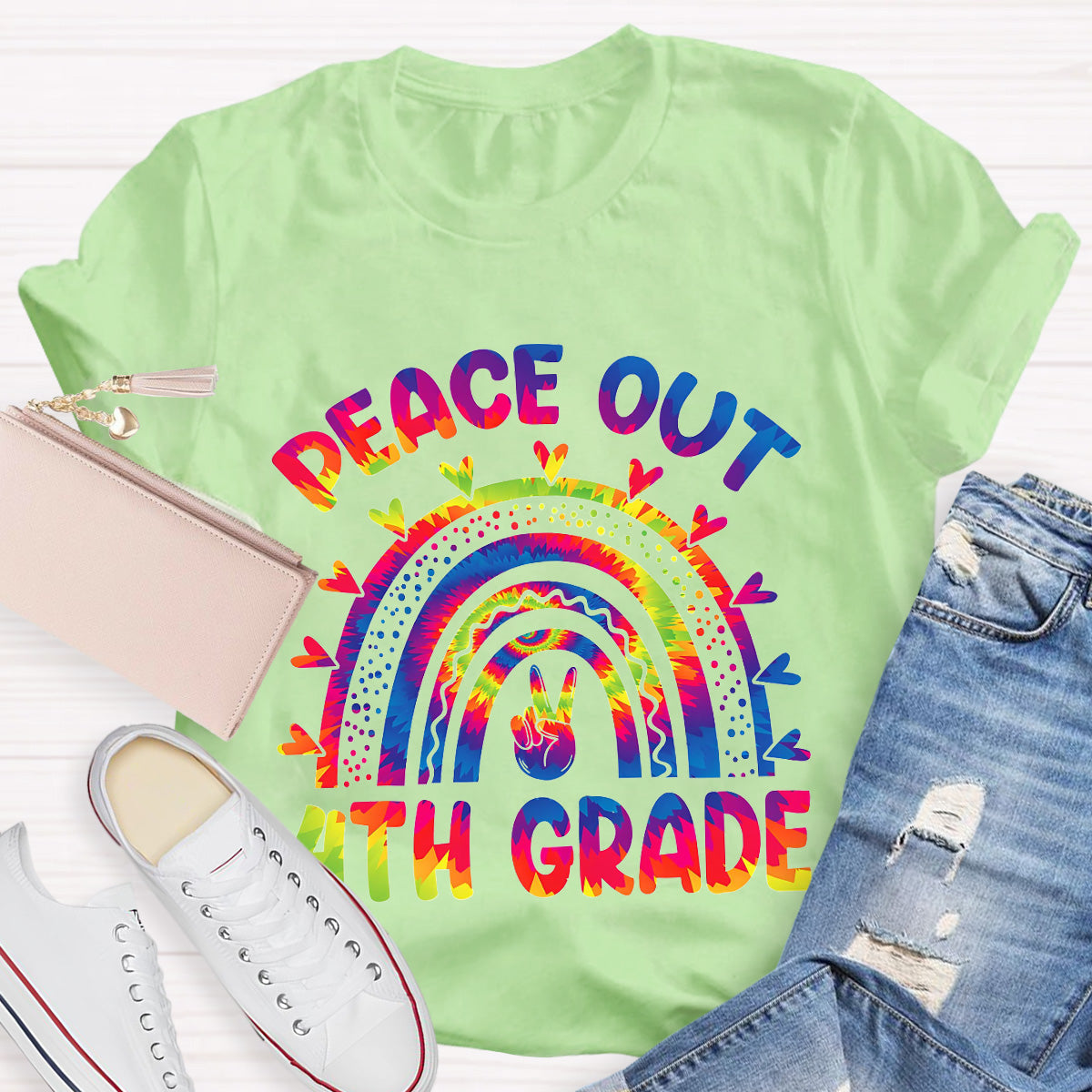 Personalize Grade Peace Out Teacher T-Shirt