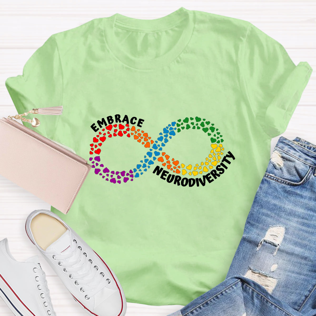 Embrace Neurodiversity Heart Infinity symbol T-Shirt