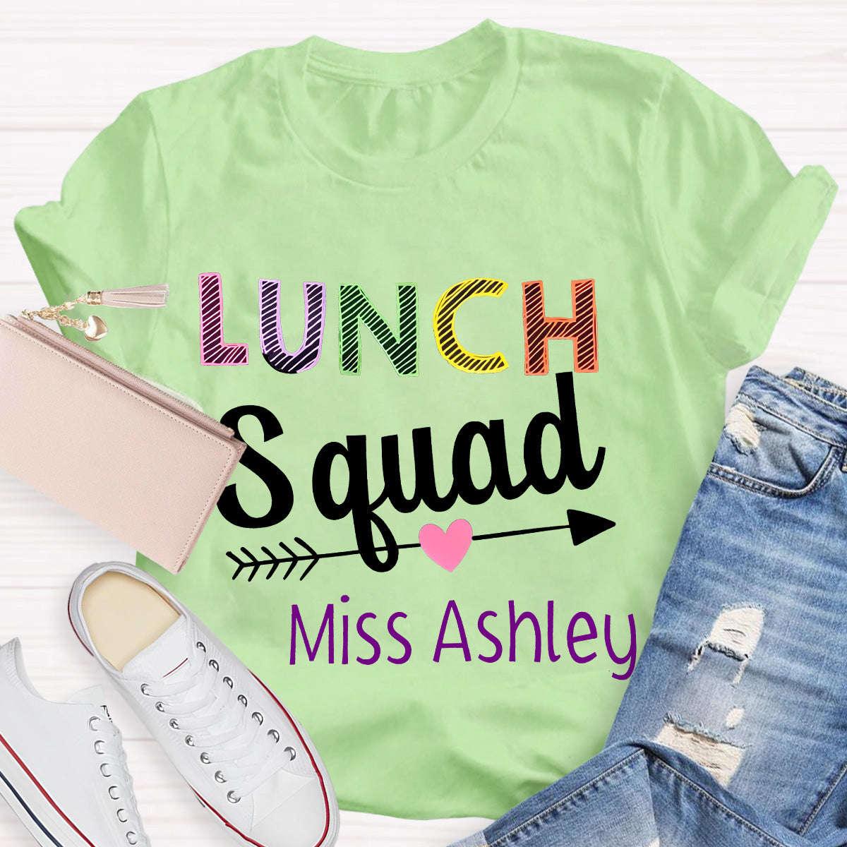 Personalized Name Lunch Squad Teacher T-Shirt