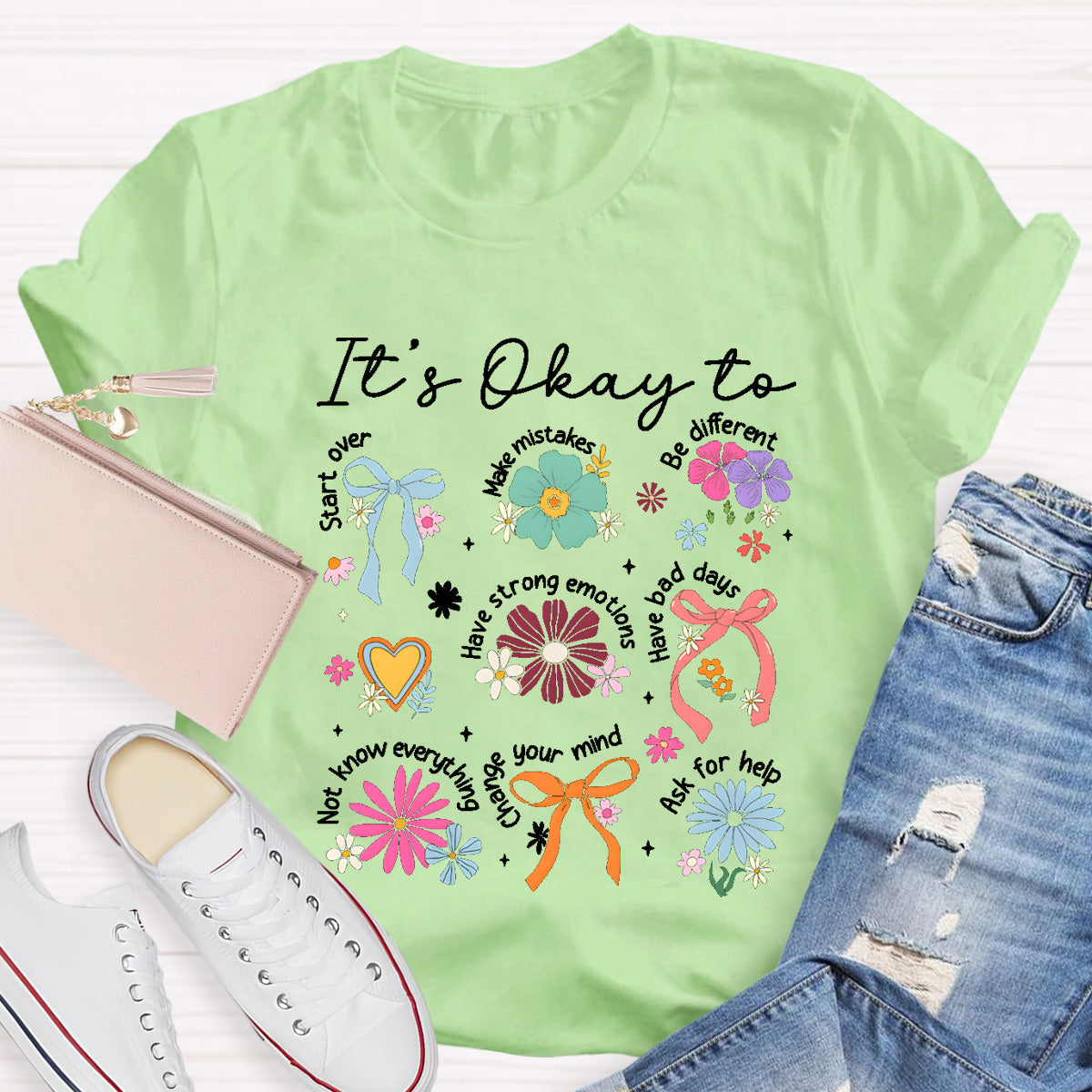 It's Okay To Be Different Vintage Flower Teacher T-Shirt