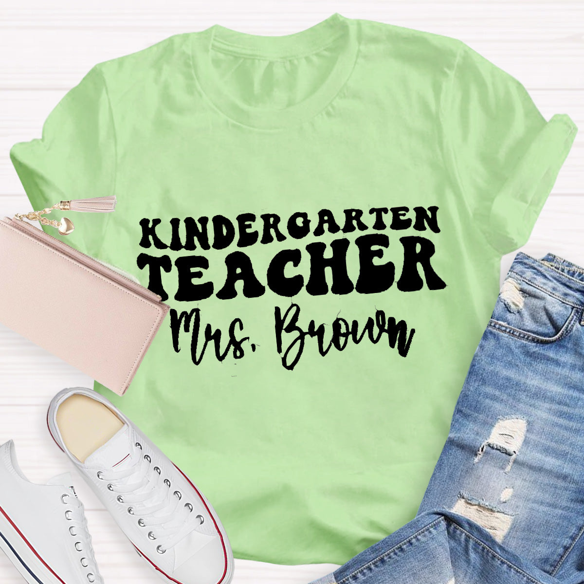 Personalized Name Kindergarten Teacher T-Shirt