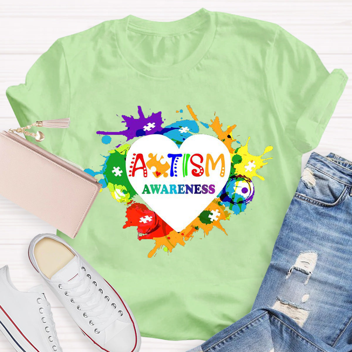 Awareness Colorful Teacher T-Shirt