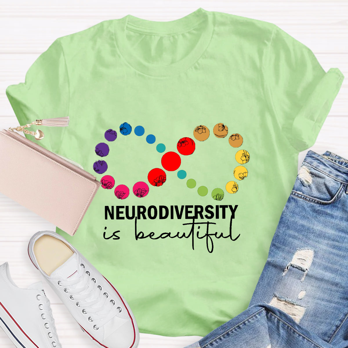 Neurodiversity is Beautiful Infinity Symbol Teacher T-Shirt
