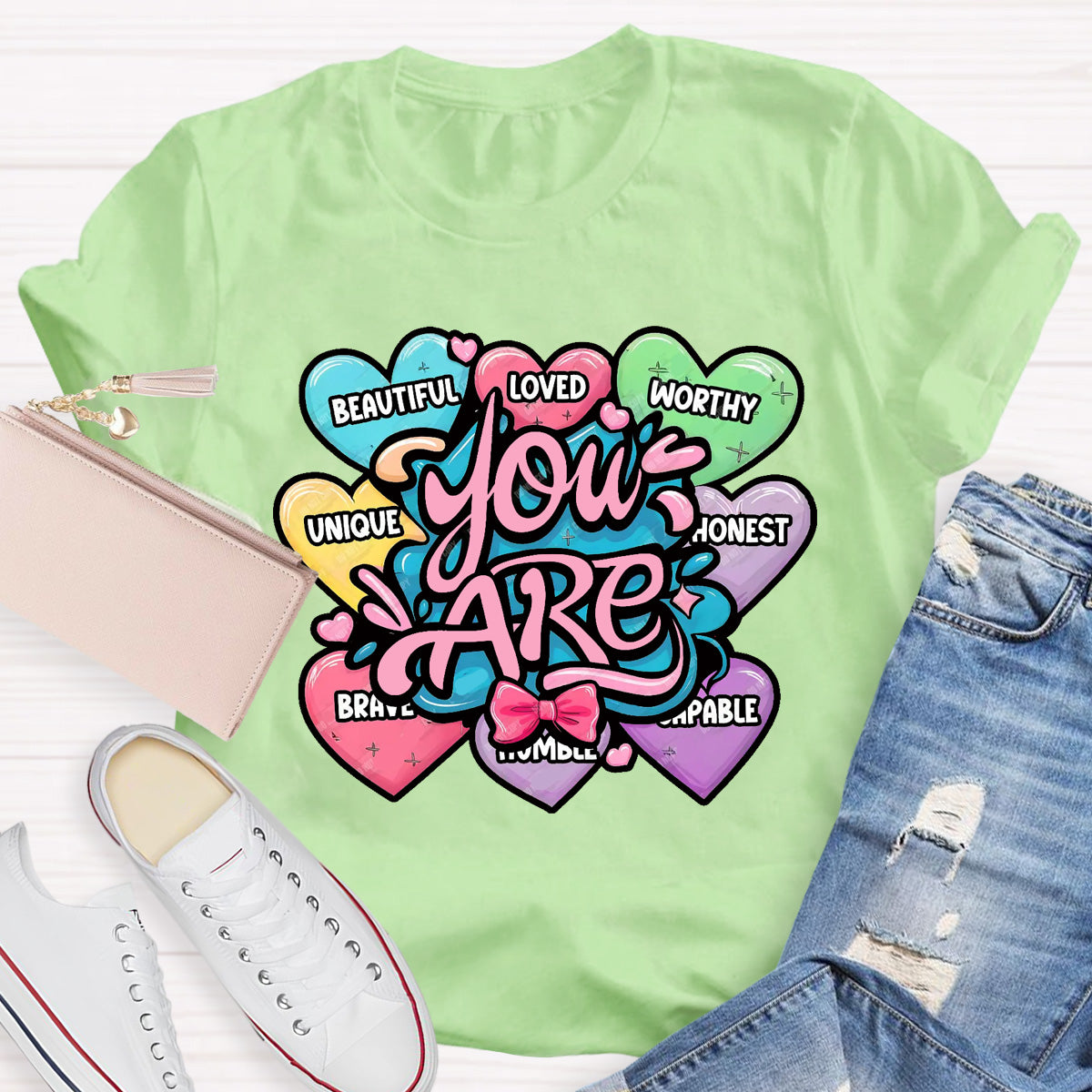 You Are Beautiful Loved Worthy Teacher T-Shirt