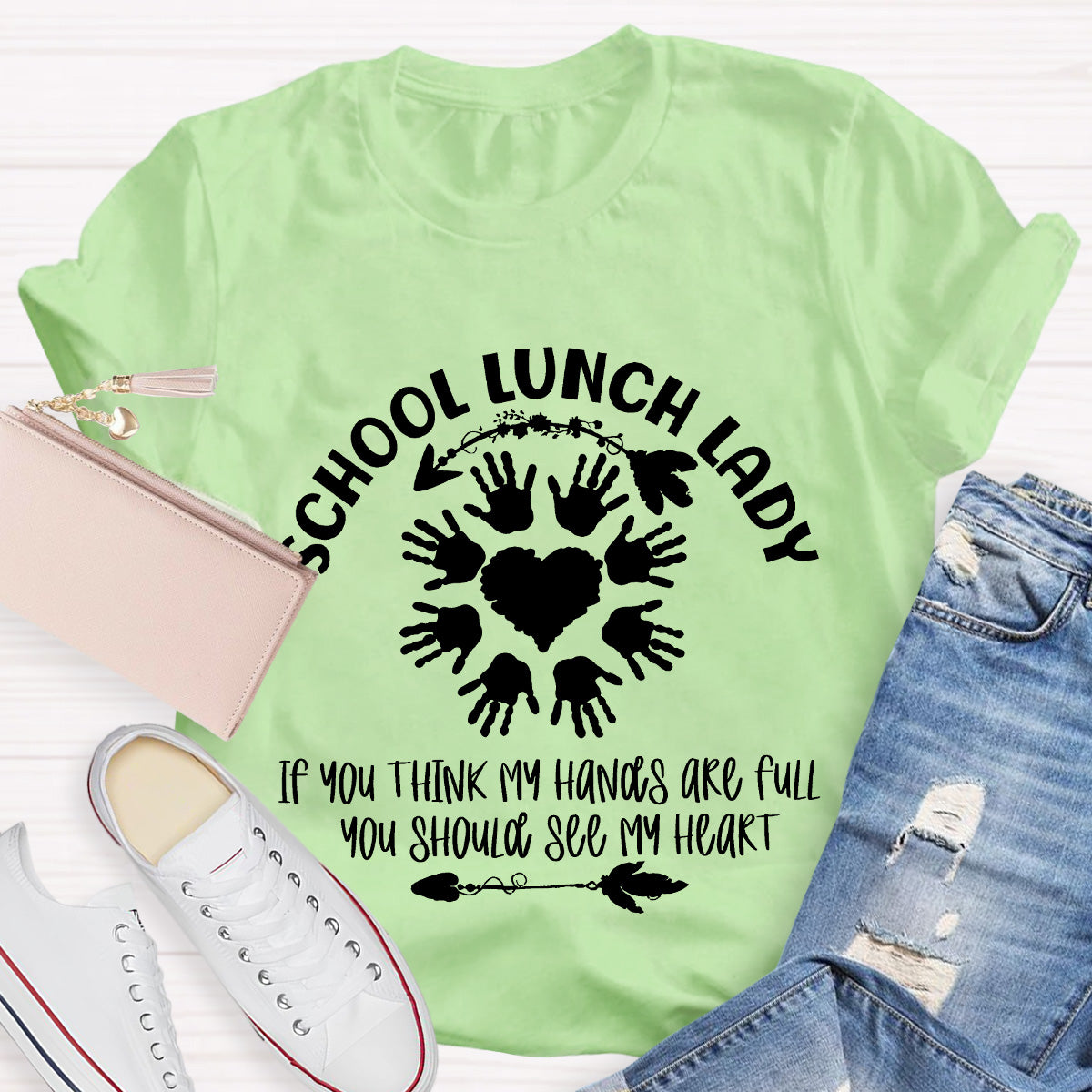 School Lunch Lady See My Heart Teacher T-Shirt