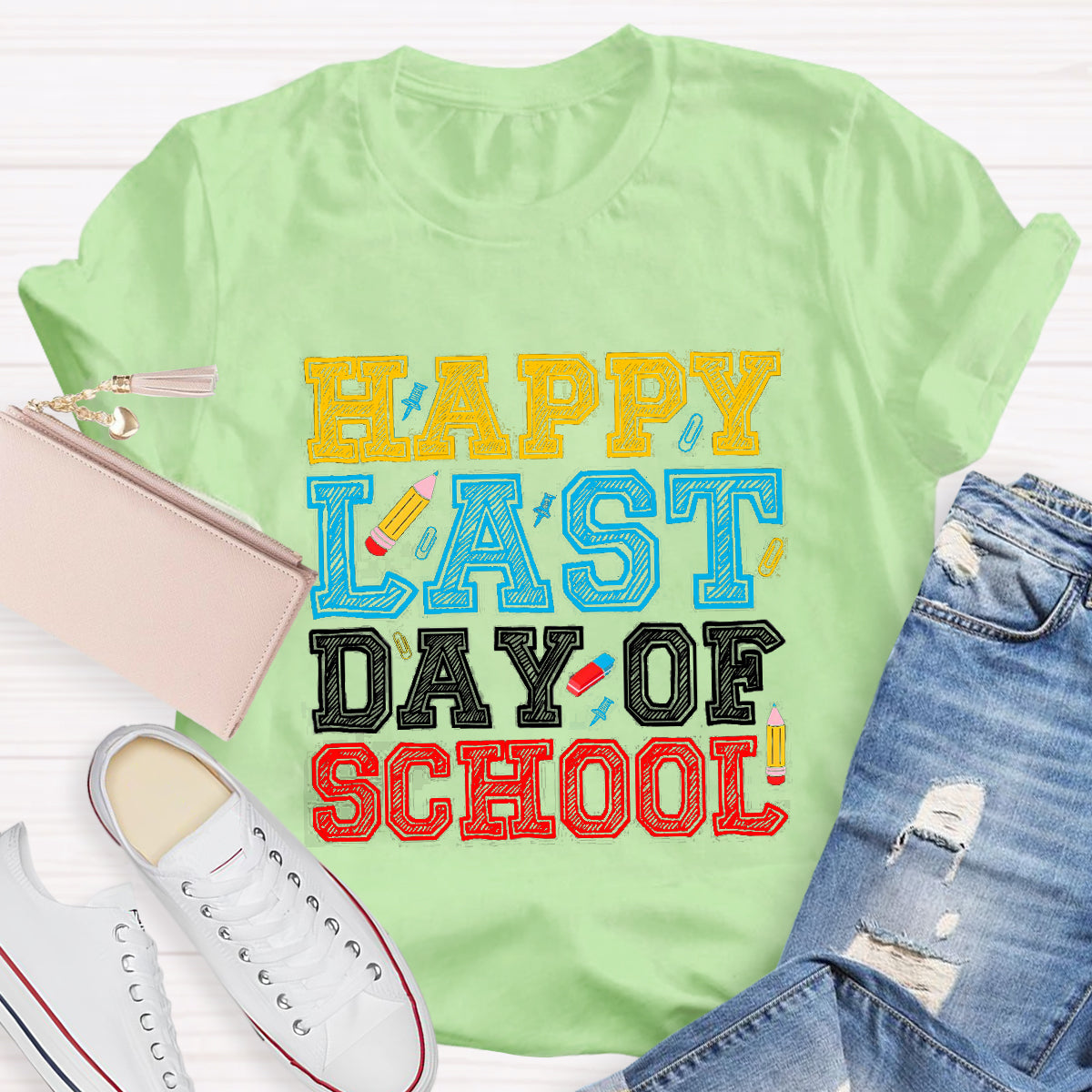 Happy Last Day Of School Pencil Teacher T-Shirt