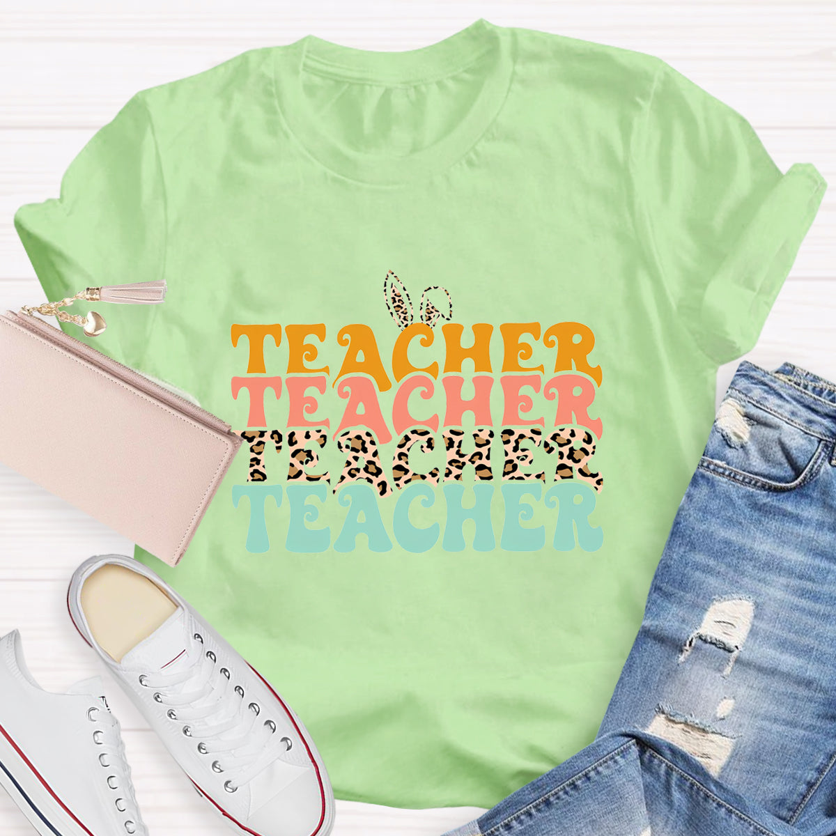 Easter Leopard Easter Teacher T-Shirt