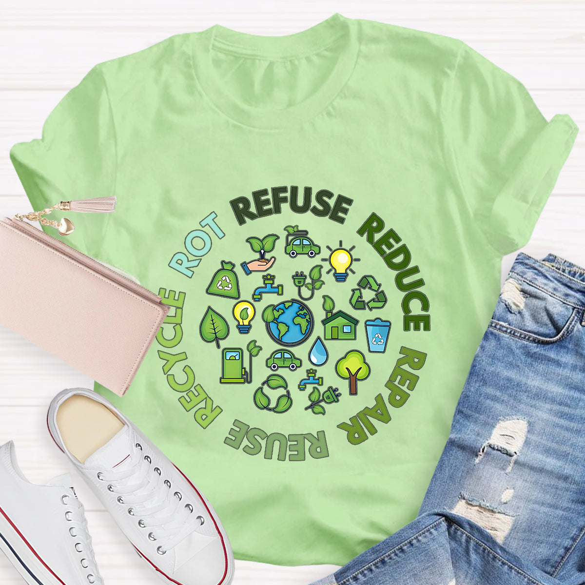 Refuse Reduce Repair Reuse Recycle Rot Earth Day T-Shirt