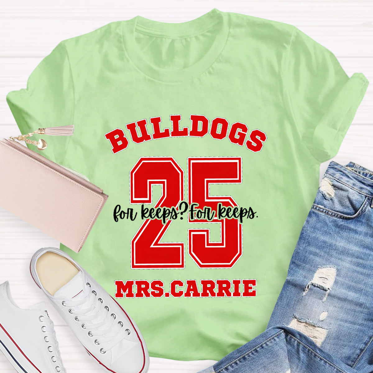 Personalized Name Mascot And Number Teacher T-Shirt
