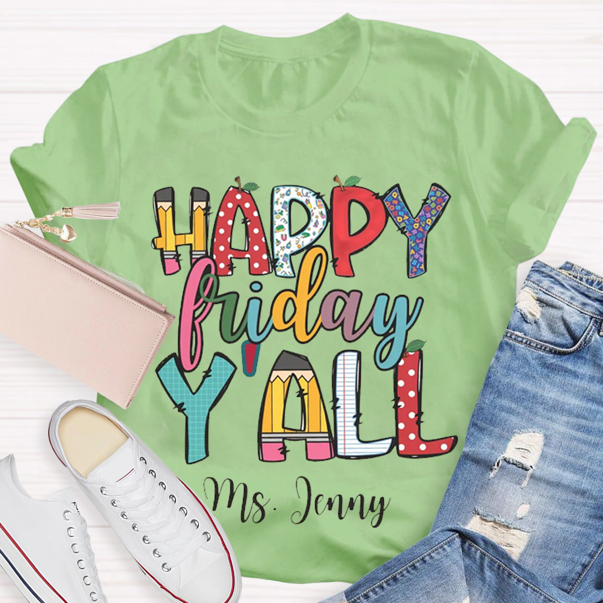 Personalized Name Happy Friday Y'all End Of Week T-Shirt