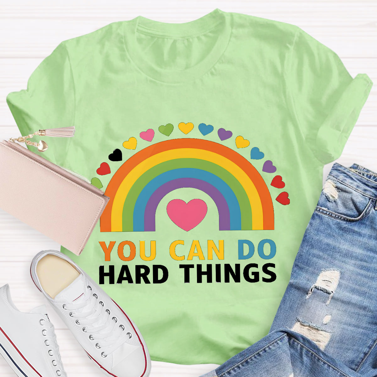 You Can Do Hard things Rainbow Teacher T-Shirt