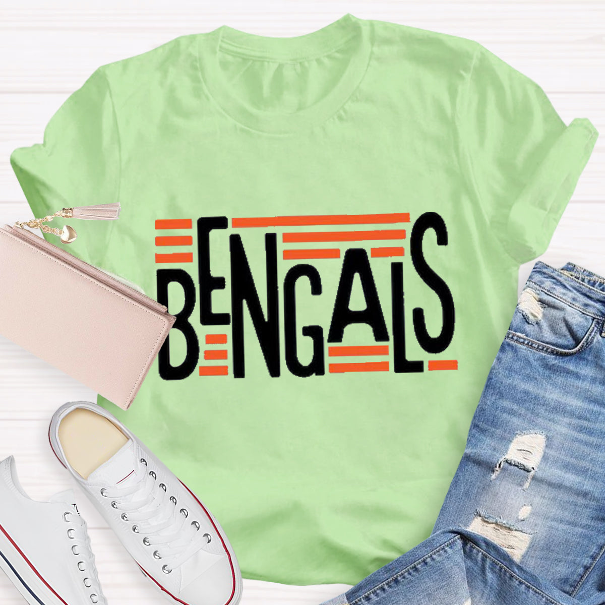Personalized Mascot Bengals Black Letters Teacher T-Shirt