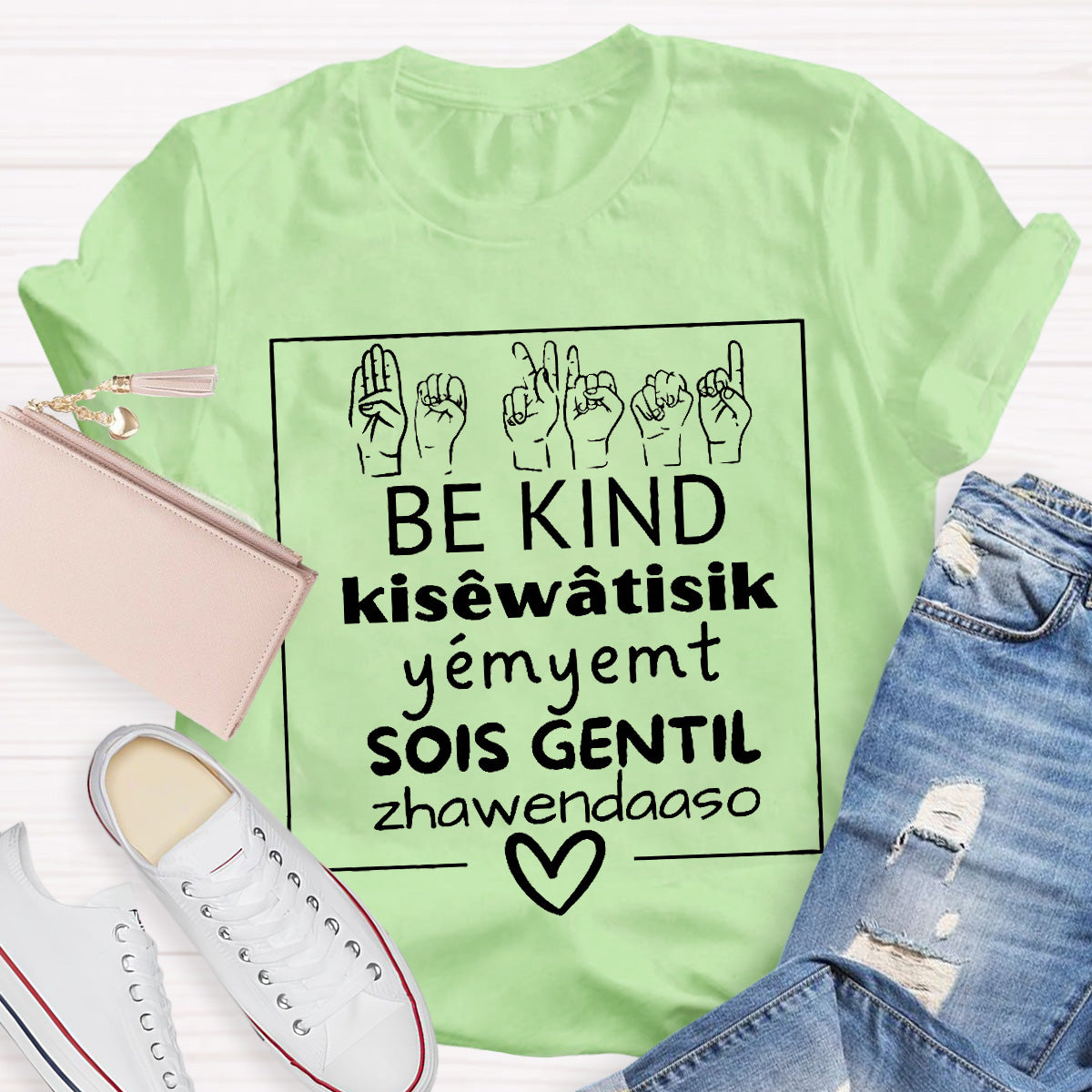 Various Languages Be Kind Heart Teacher T-Shirt