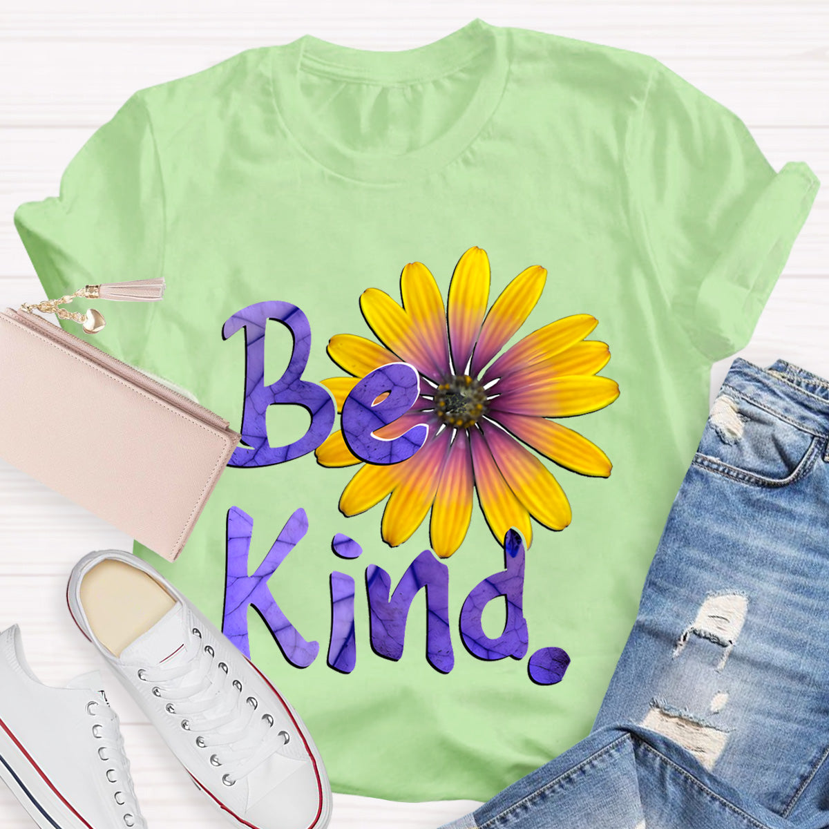 Brighter Sunflower Be Kind Teacher T-Shirt