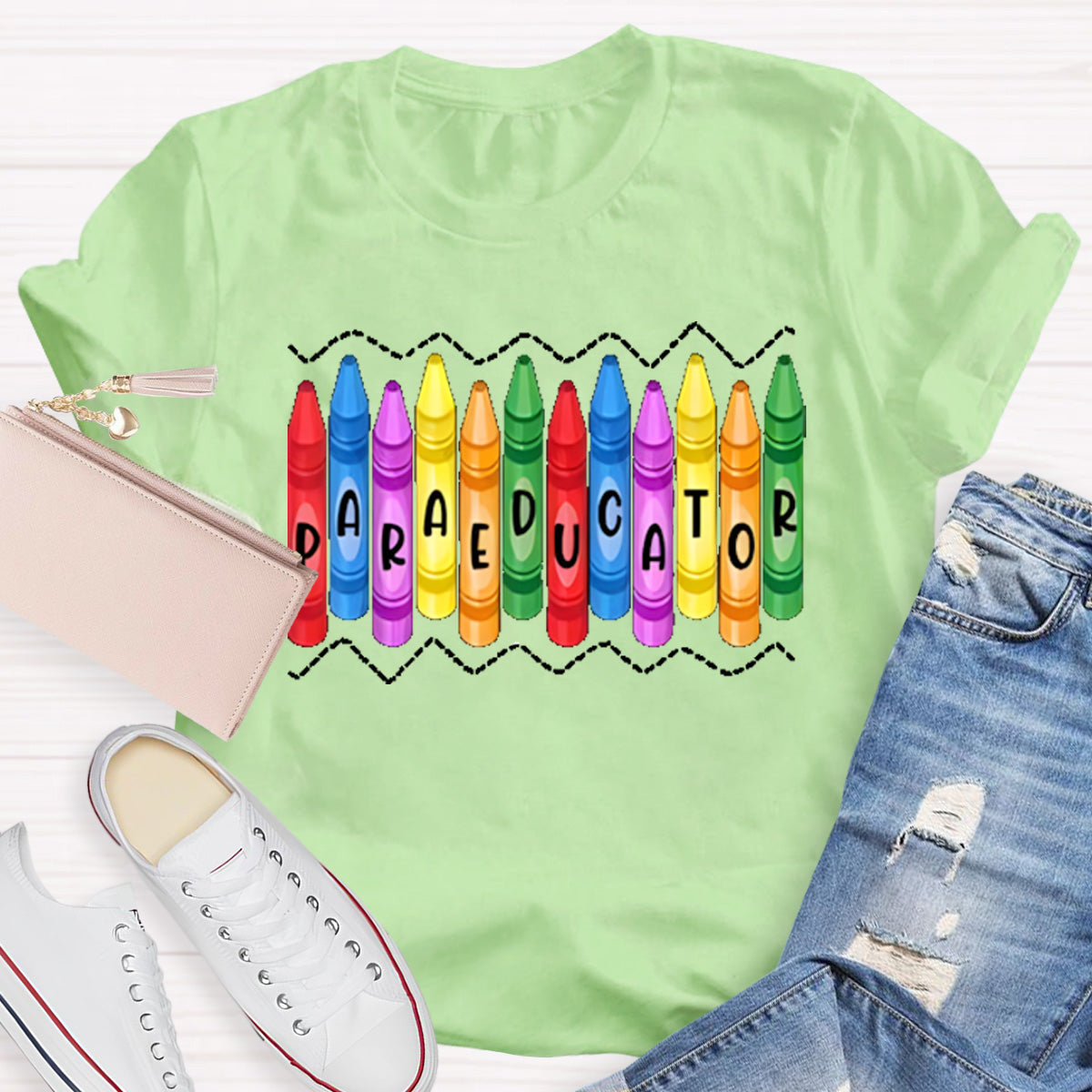 Paraeducator Colorful Pencil Teacher T-Shirt