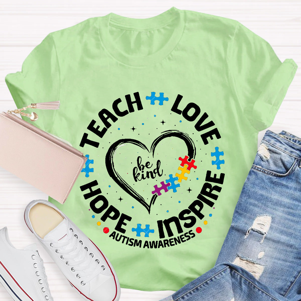 Be Kind Teach Love Hope Heart Teacher T-Shirt