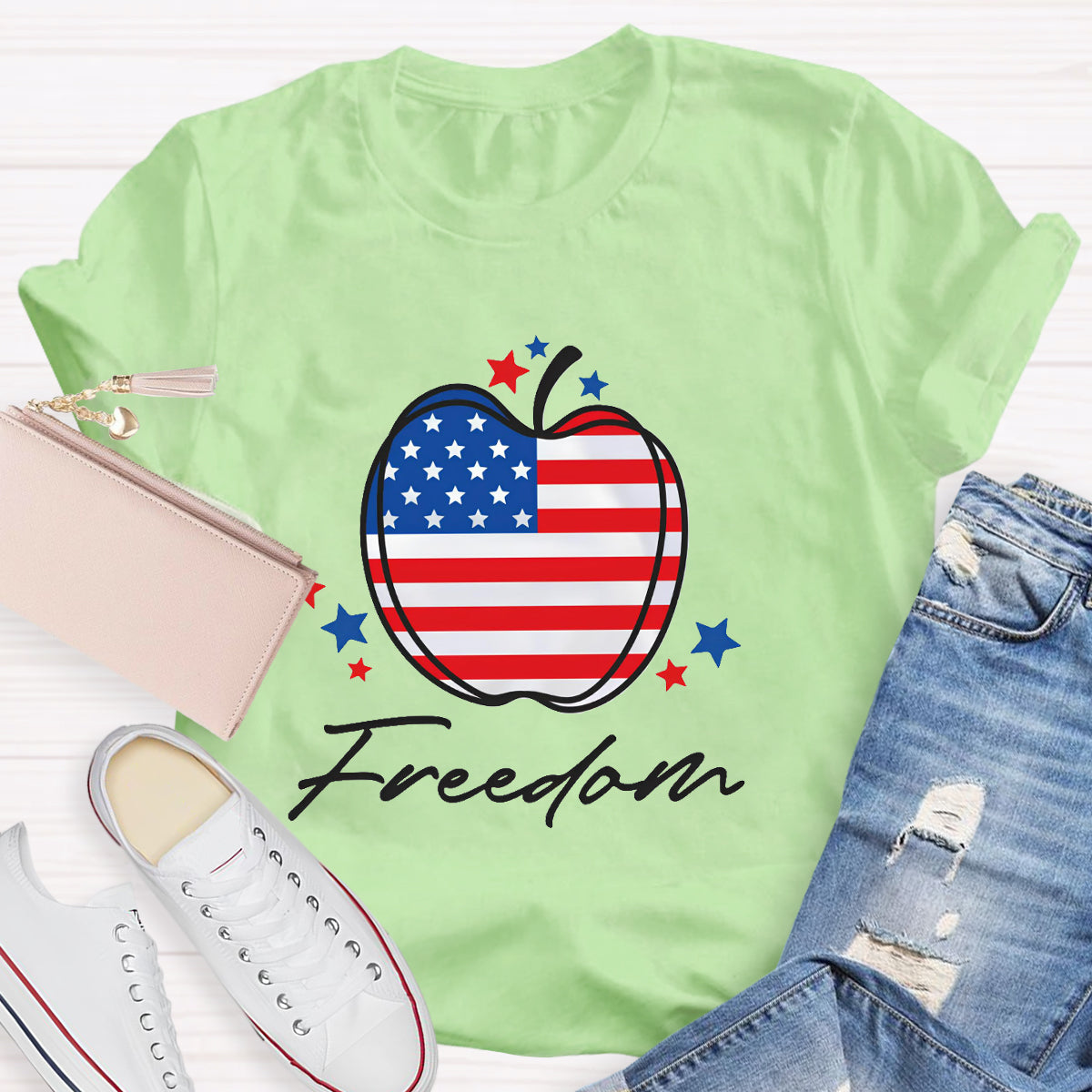 Freedom Apple Teacher T-Shirt