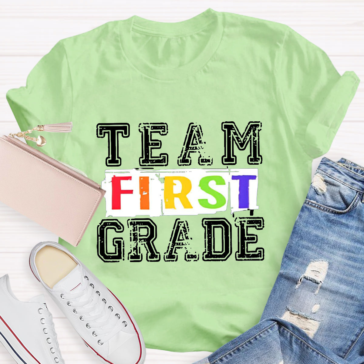 Personalized Grade First Grade Team Teacher T-Shirt