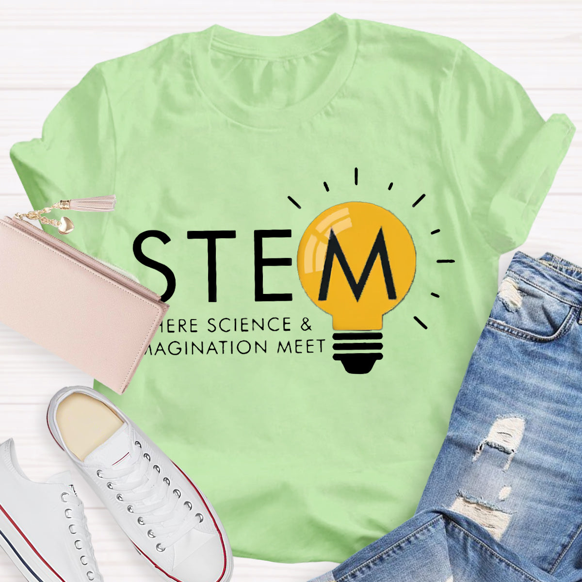 Stem Where Science And Imagination Meet Teacher T-Shirt