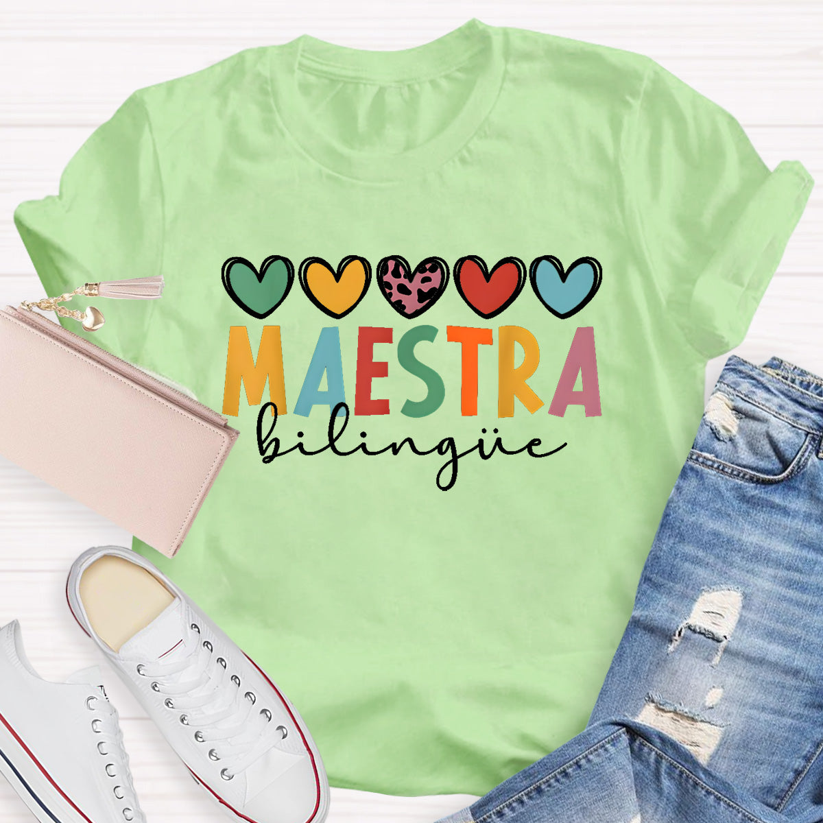 Maestra Colorful Letters Teacher T-Shirt