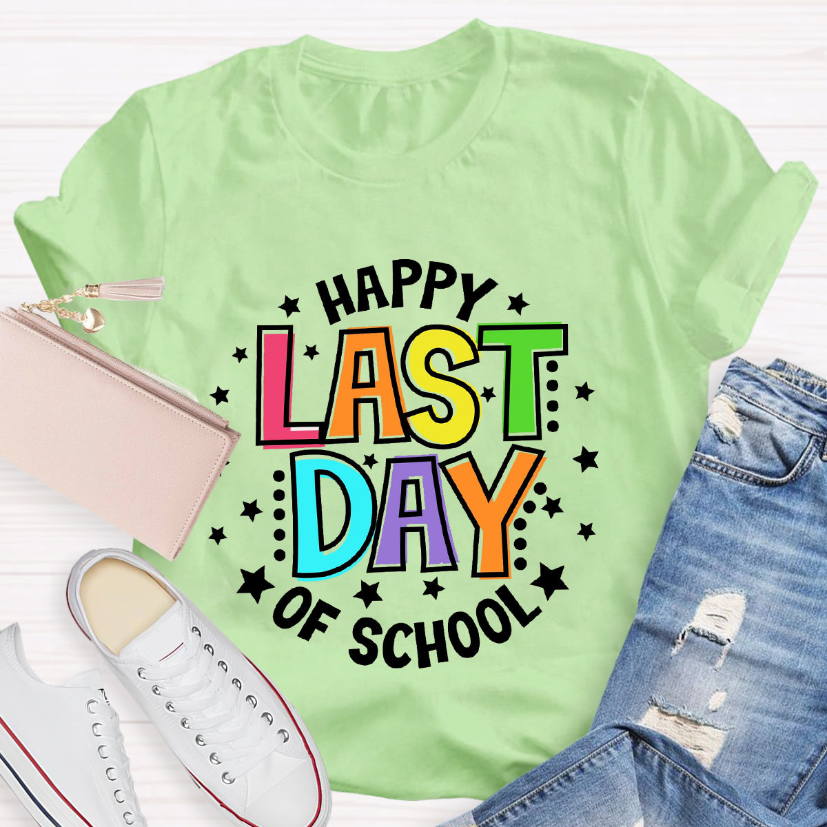 Happy Last Day Of School Star Circle T-Shirt