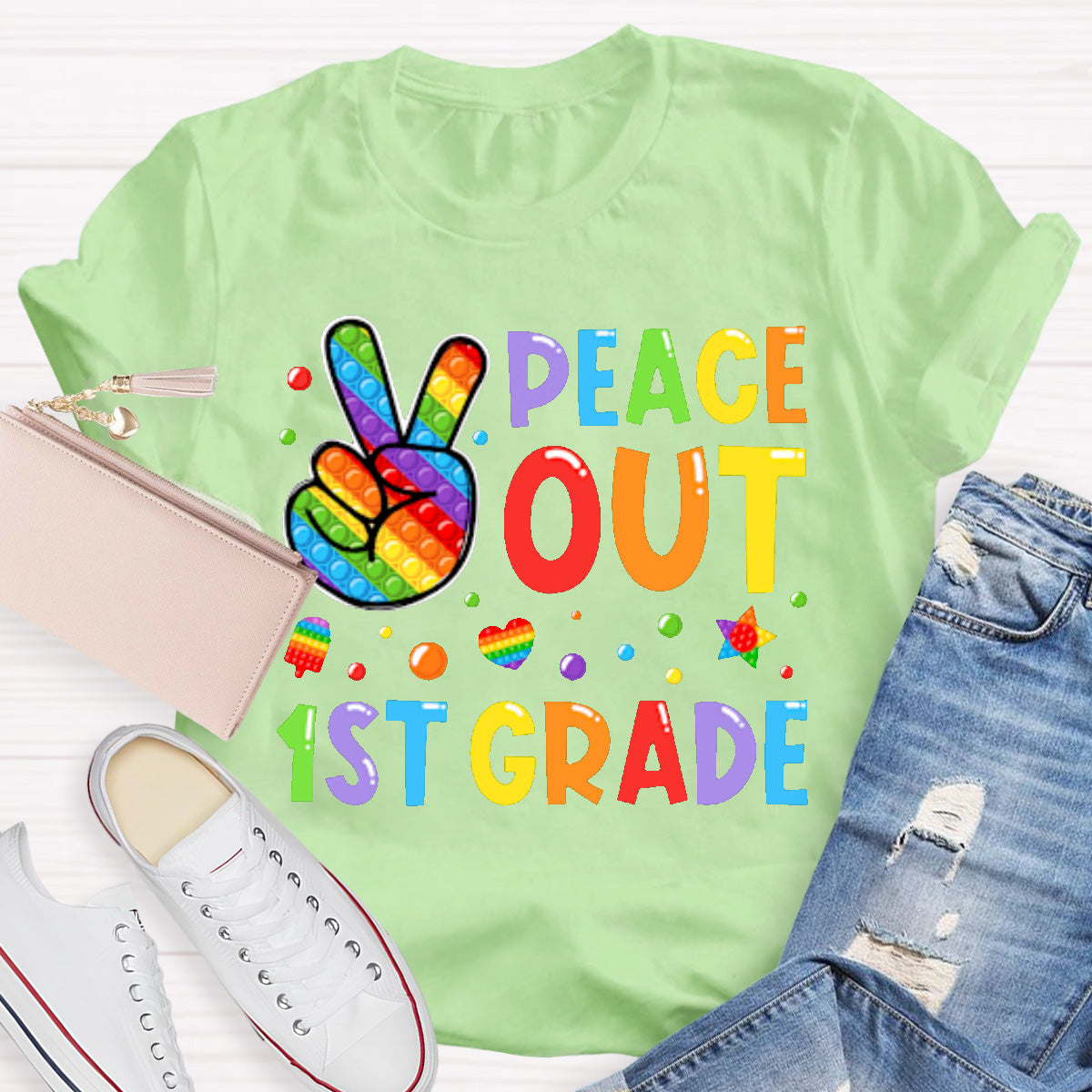 Personalized Grade Peace Out Teacher T-Shirt