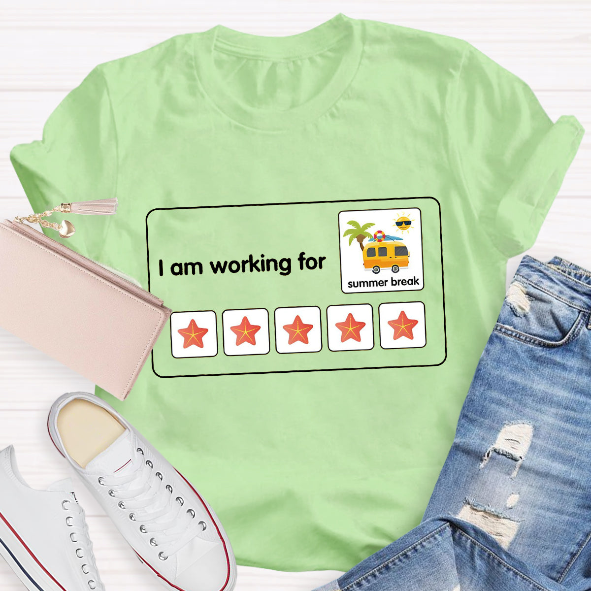 I Am Working For Summer Break School Bus Teacher T-Shirt