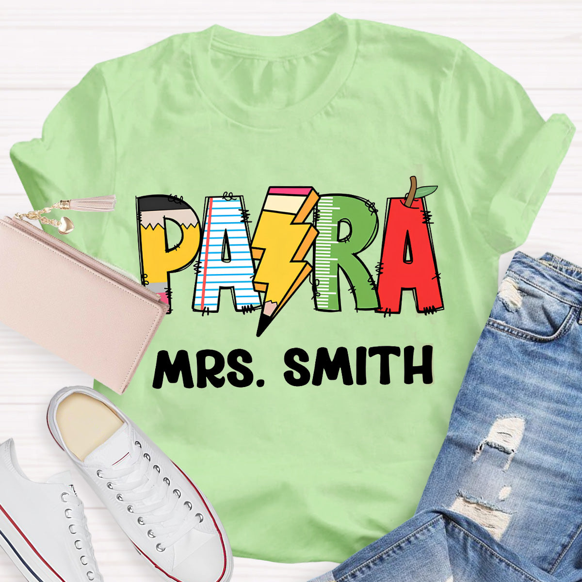 Personalize Name Pencil Teacher T-Shirt