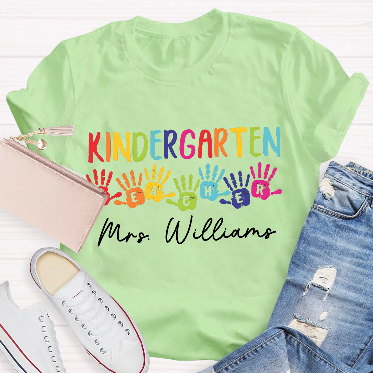 Personalized Name Kindergarten Teacher T-Shirt