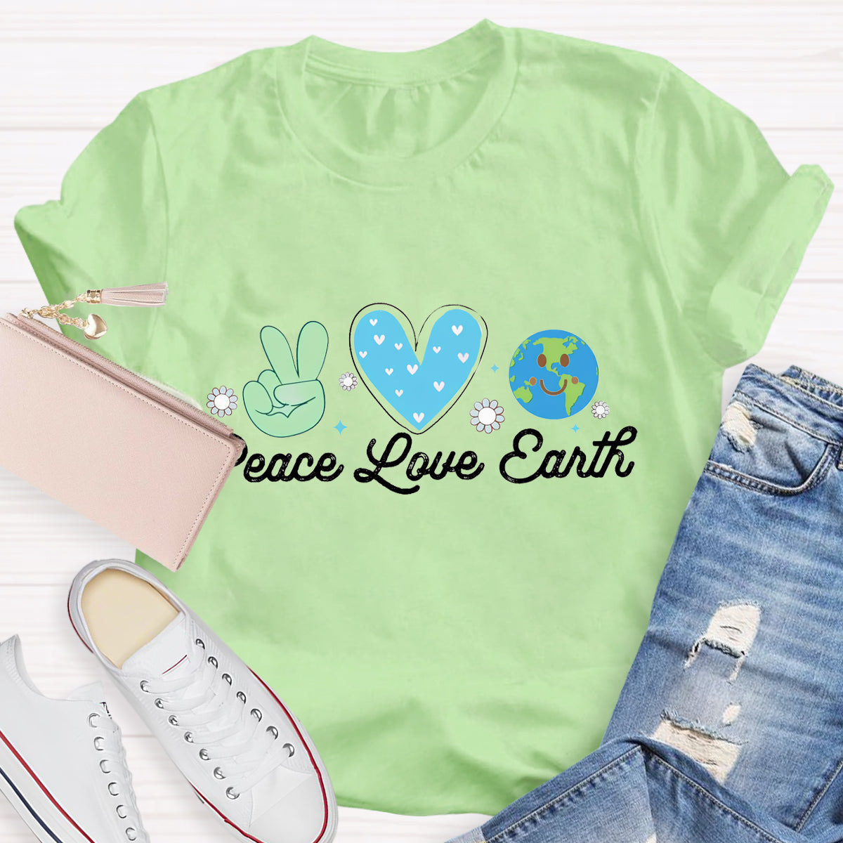 Peace Love Earth Teacher T-Shirt