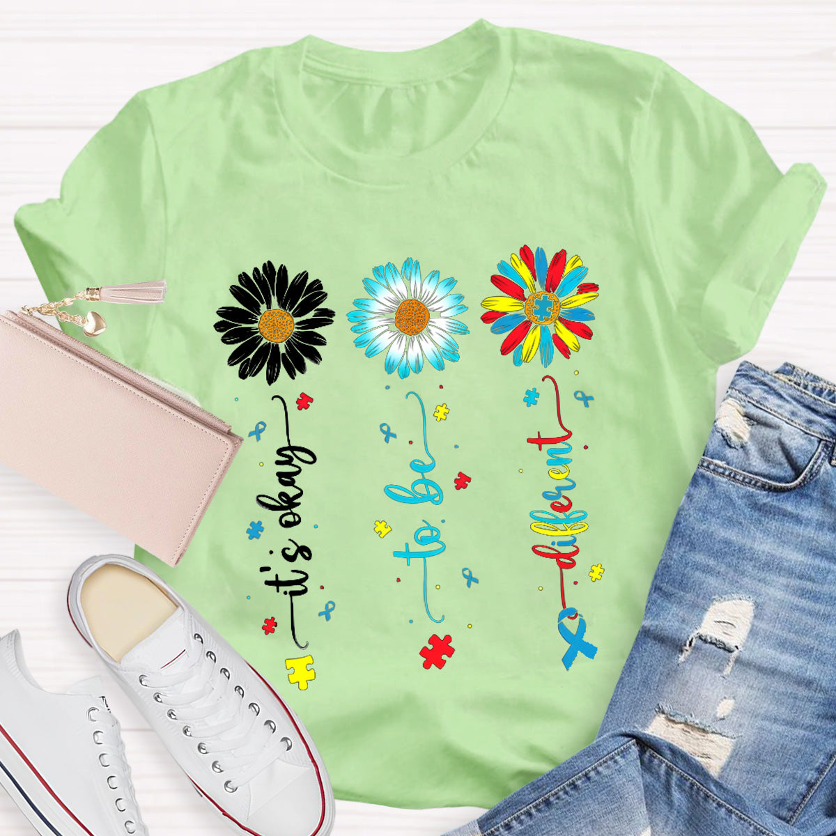 It's OK To Be Different Flower Teacher T-Shirt