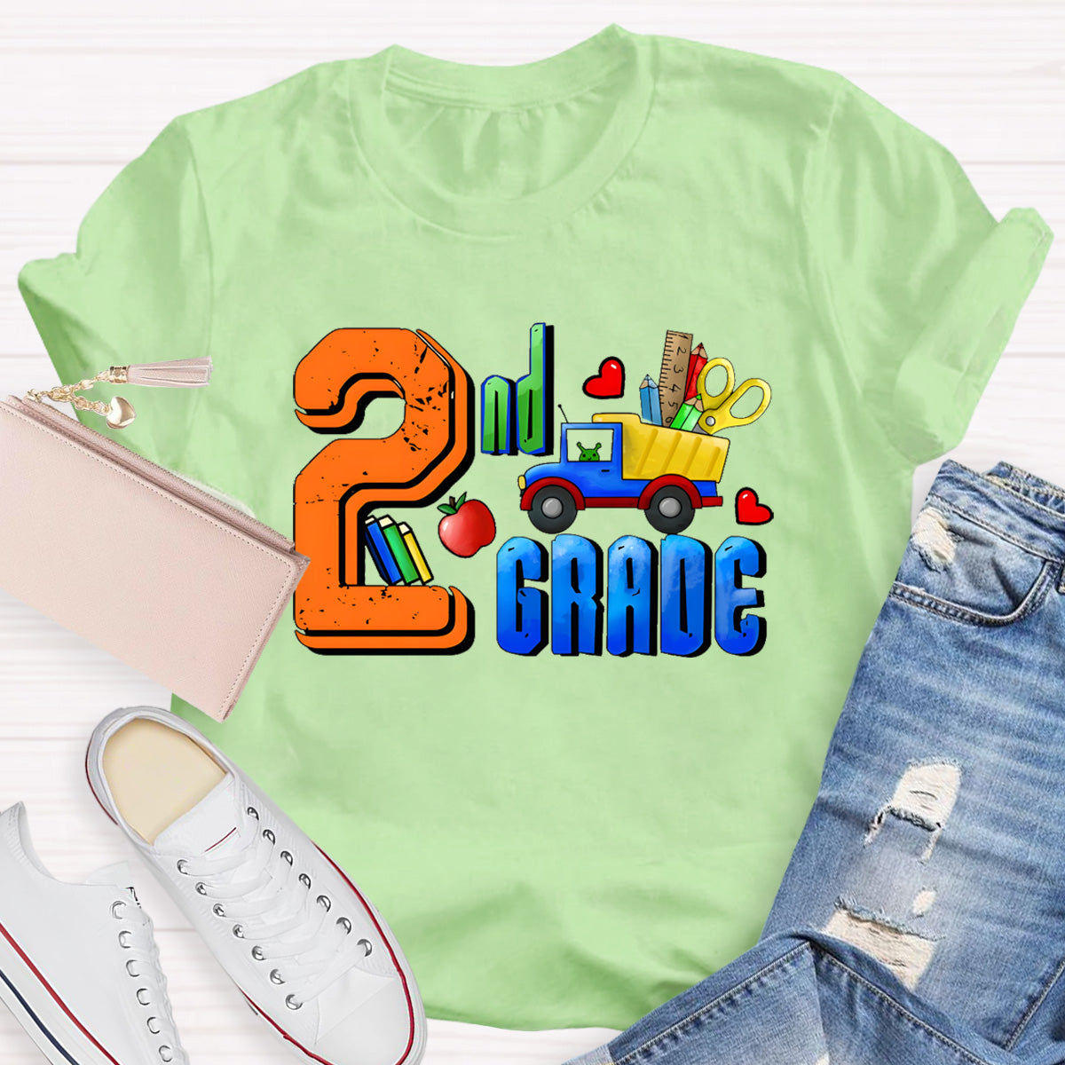 Personalized Grade Truck With Teacher's Tool  2nd Grade Teacher T-Shirt