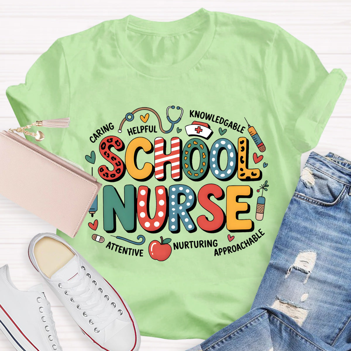 School Nurse Caring Helpful T-Shirt