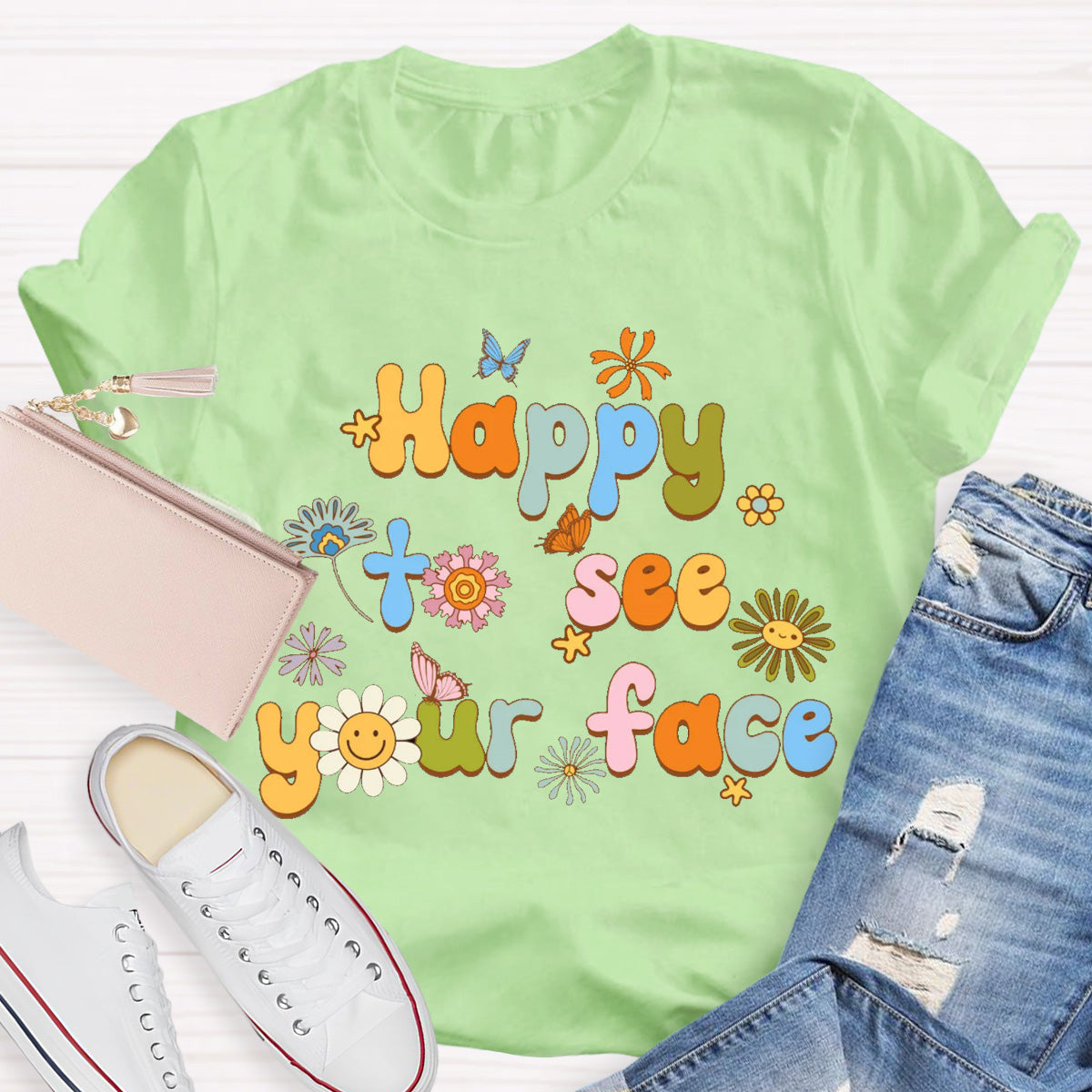 Happy To See Your Face Back To School Floral T-Shirt