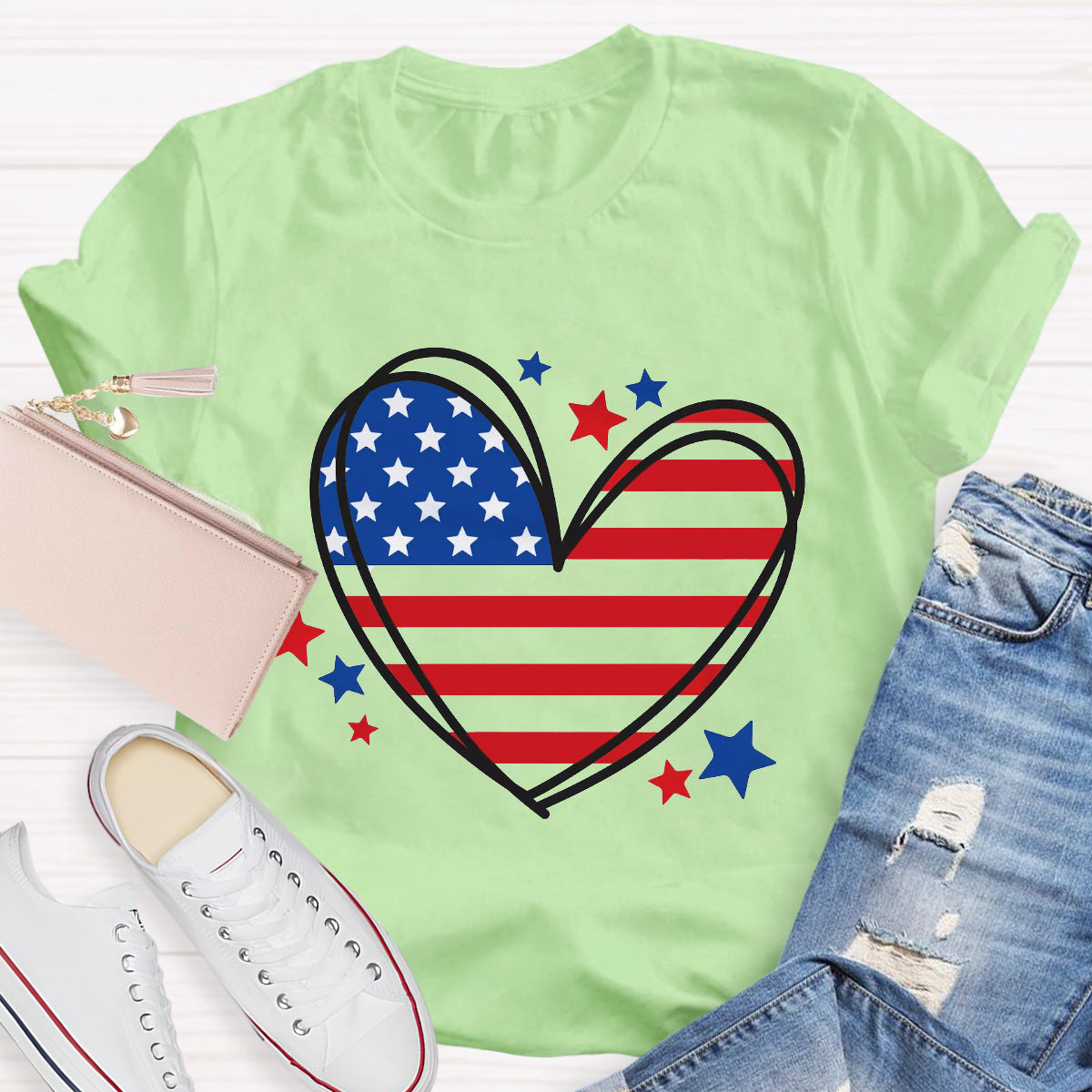 Love Heart USA Teacher T-Shirt