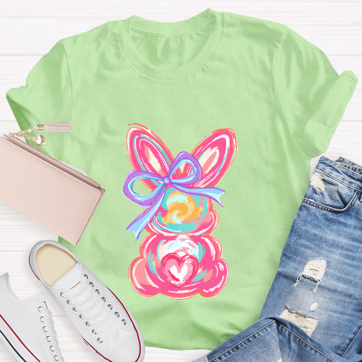Colorful Bunny Happy Easter T-Shirt
