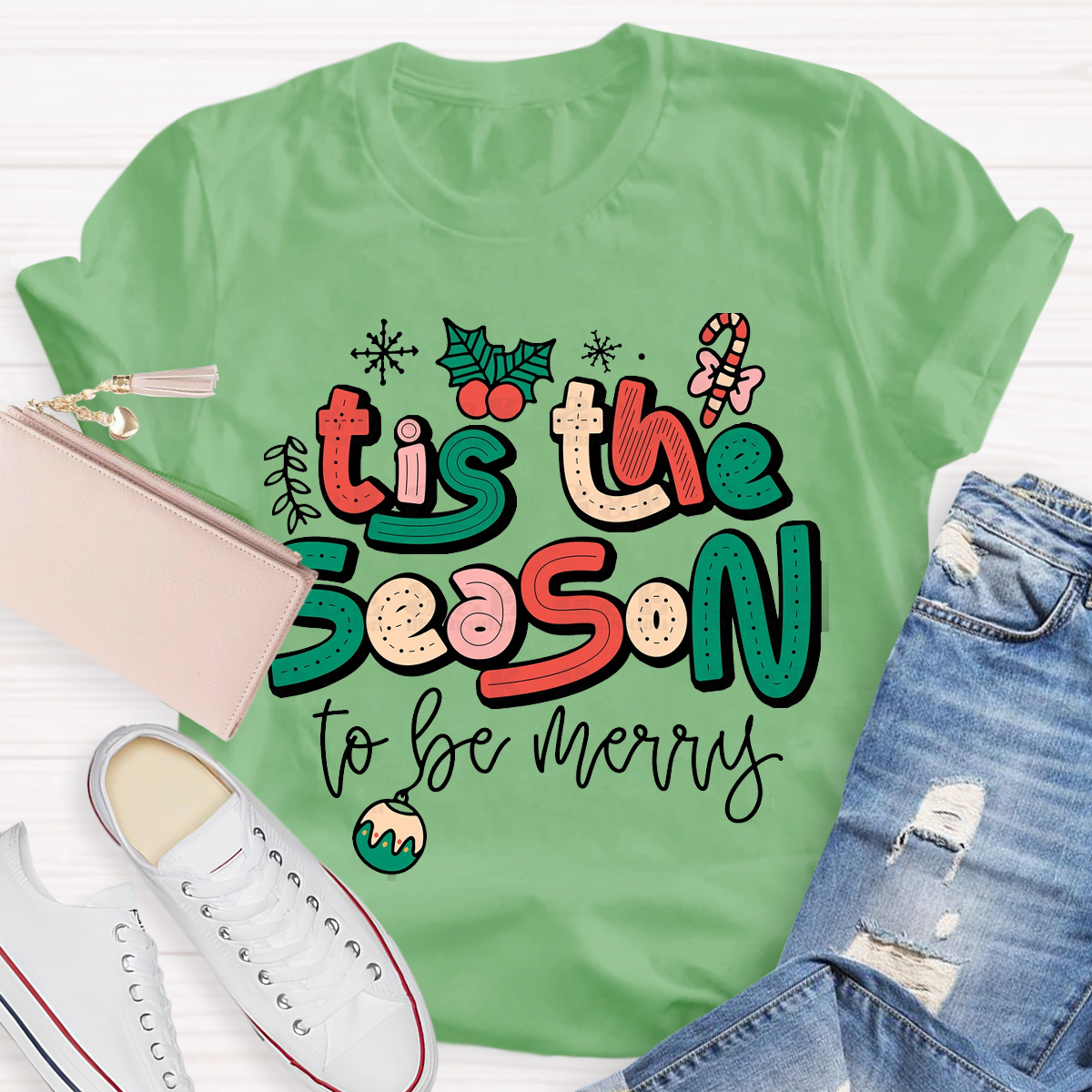 Cute Chrsitmas Tis The Season Teacher T-Shirt