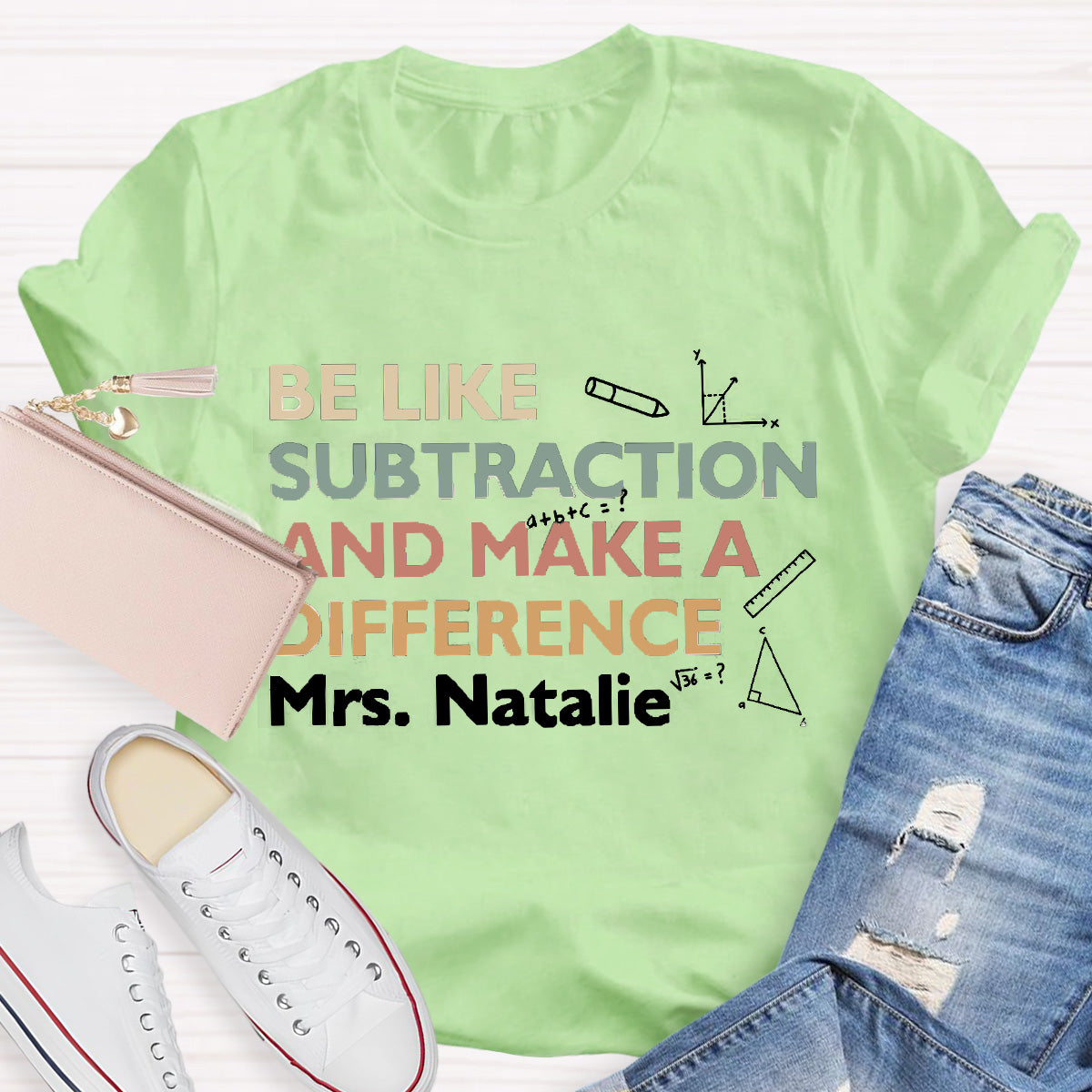 Personalized Name Make A  Difference Teacher T-Shirt