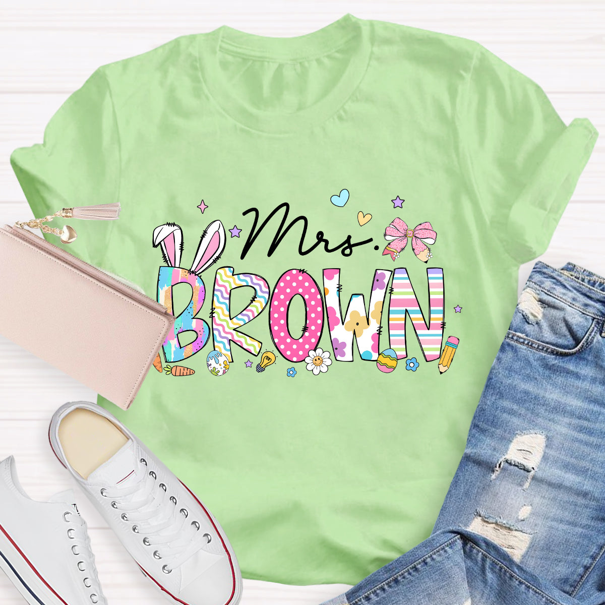 Personalized Easter Teacher Name Mrs Brown T-Shirt