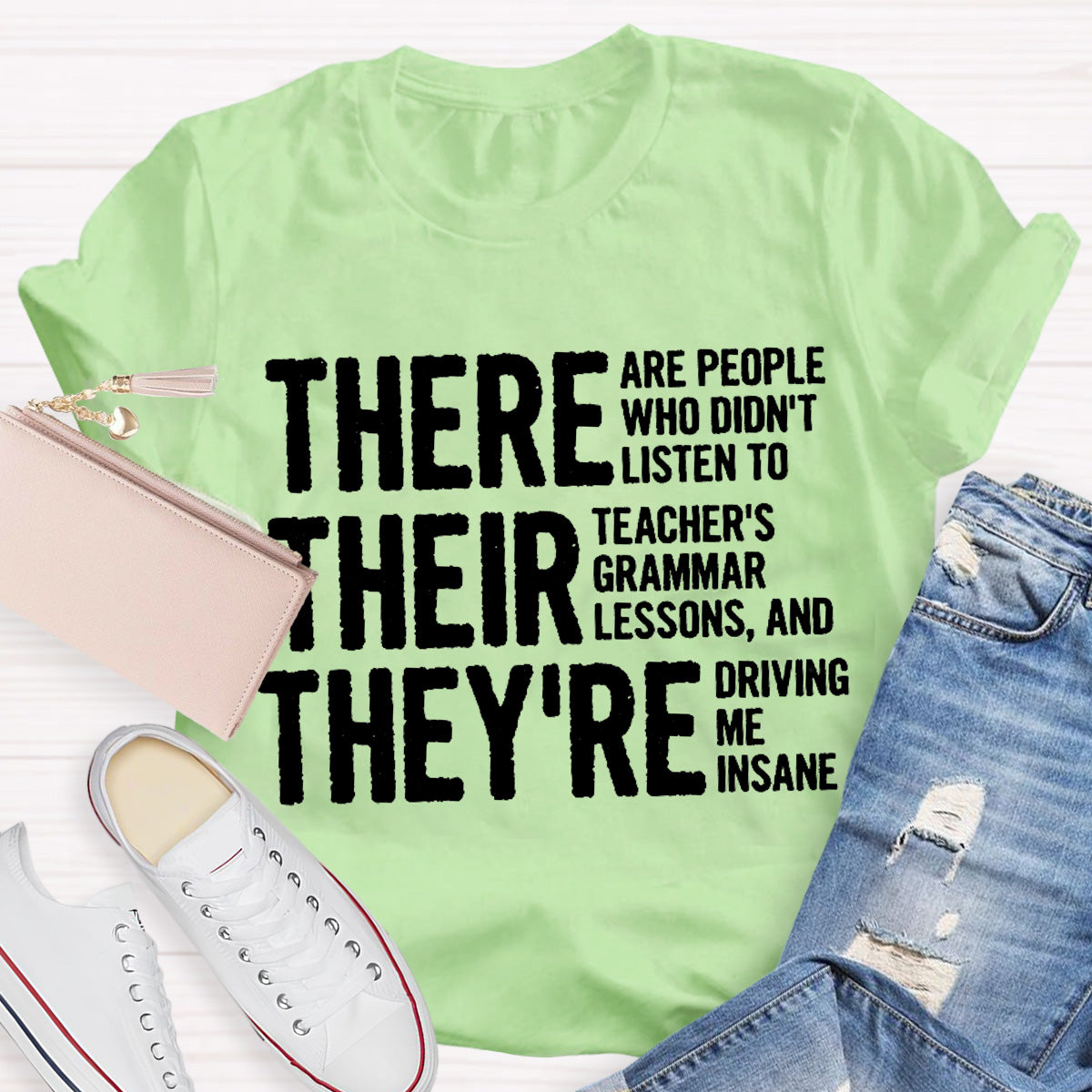 Grammar Lessons Black Letters Teacher T-Shirt