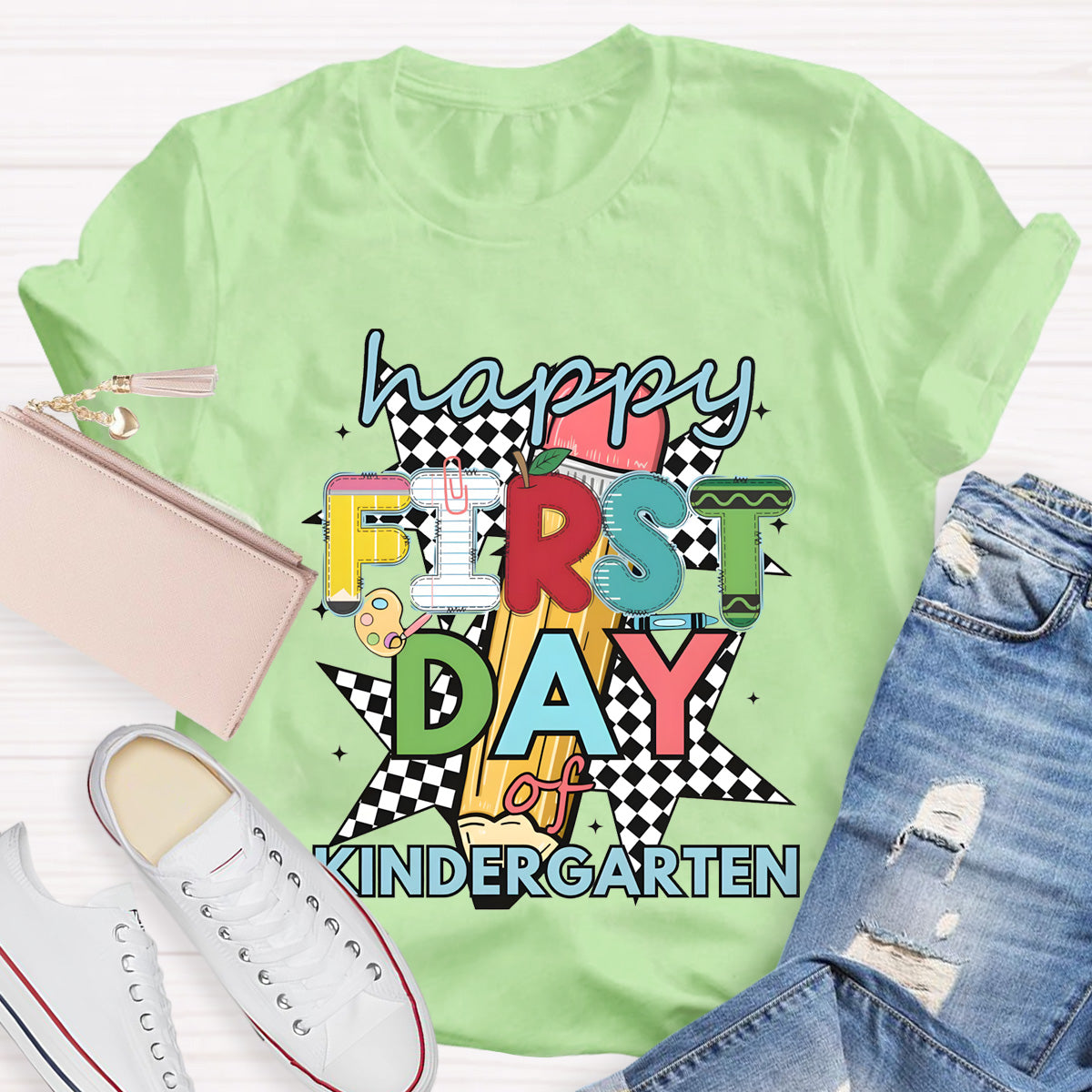 Personalized Grade Happy First Day Of Kindergarten Teacher T-Shirt