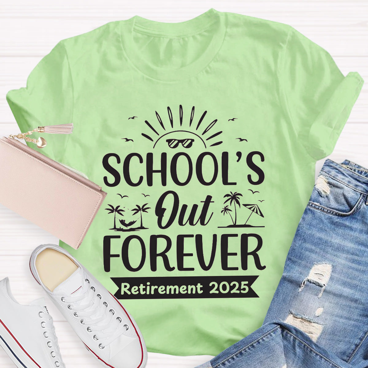 Personalize Retirement Time School's Out Forever Teacher T-Shirt