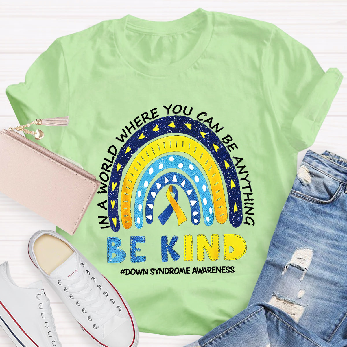 Be Kind Down Syndrome Awareness Heart T-Shirt