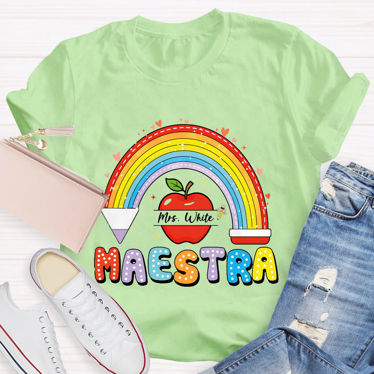 Personalized Name Mrs.White Teacher T-Shirt