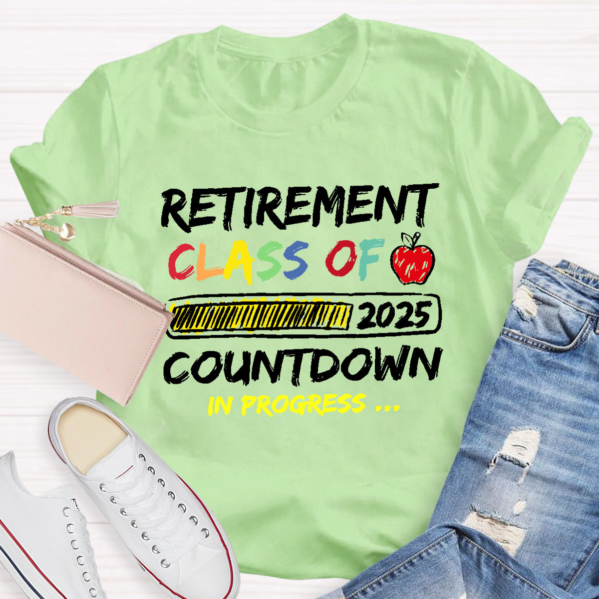 Personalized Retirement Year Class Countdown In Progress Teacher T-Shirt